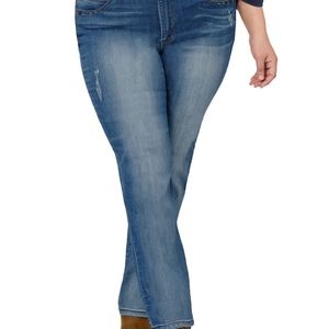 Democracy Stretch Blue Denim Ab Technology Straight Leg Mid Rise Jeans Size 14